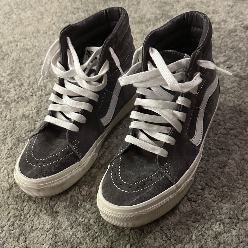 Vans Men's Charcoal and White High-Top Sneakers